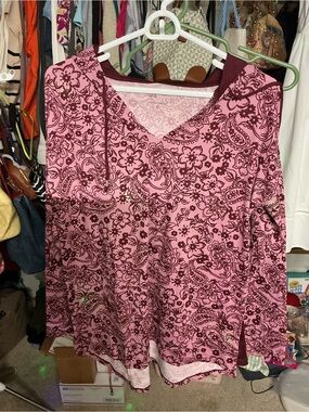 Comfort Code Pink Paisley Floral Hooded Top